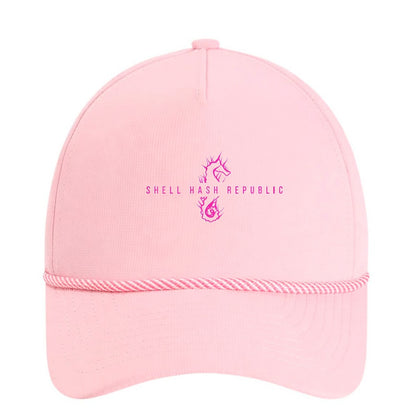 Shell Hash Republic Small Fit Women's Hat by Imperial, light pink with a pink Shell Hash Republic logo and text